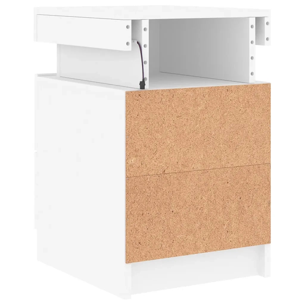 Comodini con Luci LED 2pz Bianchi 35x39x55 cm 836750
