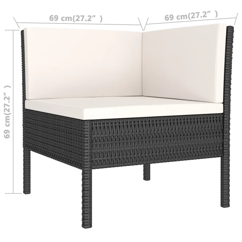 Set Divani da Giardino 11 pz con Cuscini in Polyrattan Nero 3094496
