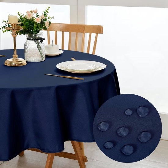 Tavolo Coperto Rond 180cm, Telaio Impermeabile e Resistente ai Macchiamenti, Tovagliato da Tavolo per Sala da Pranzo, Giardino, Feste, Matrimoni o Uso Casalingo