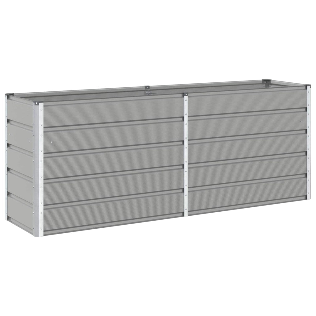 Fioriera rettangolare moderna versatile per uso esterno 195 x 50 x 77 cm in acciaio zincato grigio chiaro 02_0059199