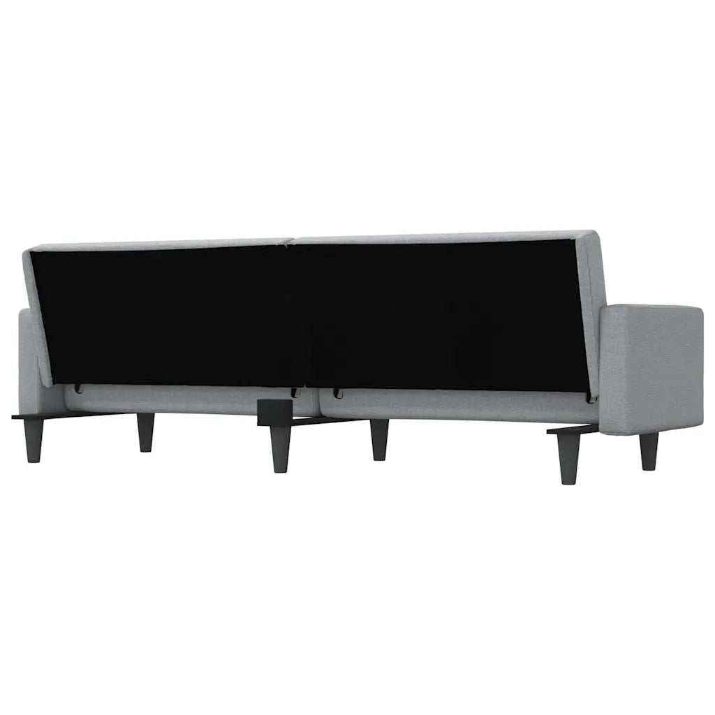 Divano Letto con Cuscini Grigio Chiaro in Tessuto 351875