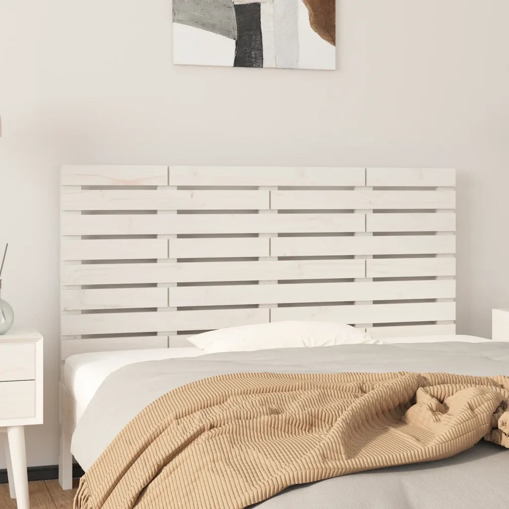 Testiera | Testata da Parete Bianca 146x3x63 cm in Legno Massello di Pino