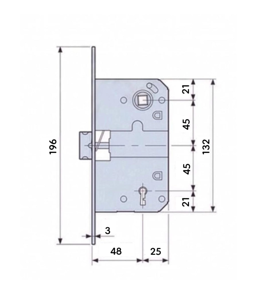 Serratura magnetica per porta scorrevole 50x8 mm cromo satinato