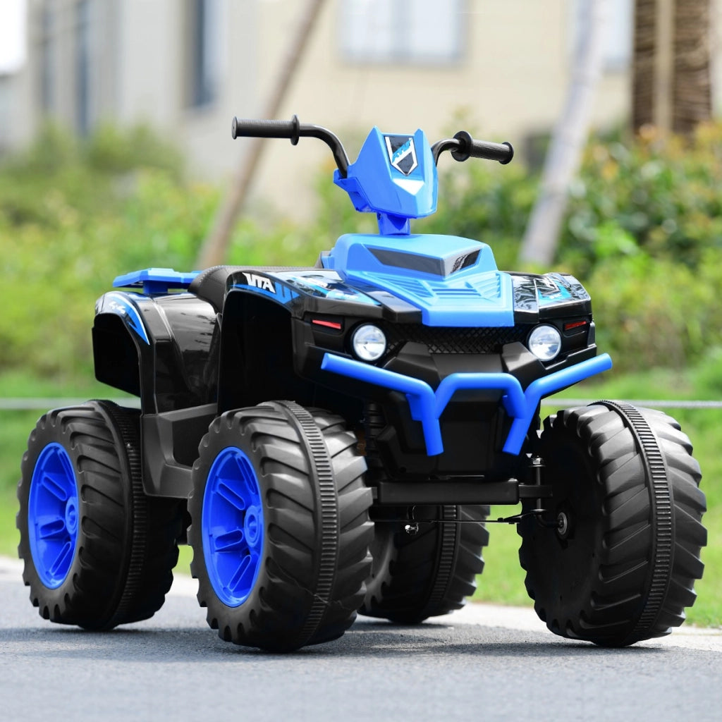 Quad elettrico ATV 12 V per bambini con musica e luci LED, Quad a batteria con sedile comodo 104x67x74cm Blu-Macchinine giocattoli