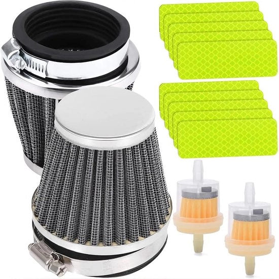 Filtro d'aria universale 60mm - filtro motore aspirante polvere aspirapolvere - sostituzione 50cc-250cc - ATV/Scooter/Quad - inclusi filtri carburante - 2 pezzi