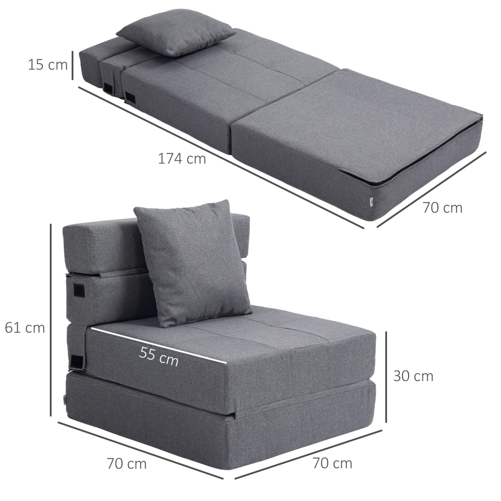 Poltrona letto convertibile 1 posto ¨C Xylo ¨C Tessuto grigio con cuscino sfoderabile