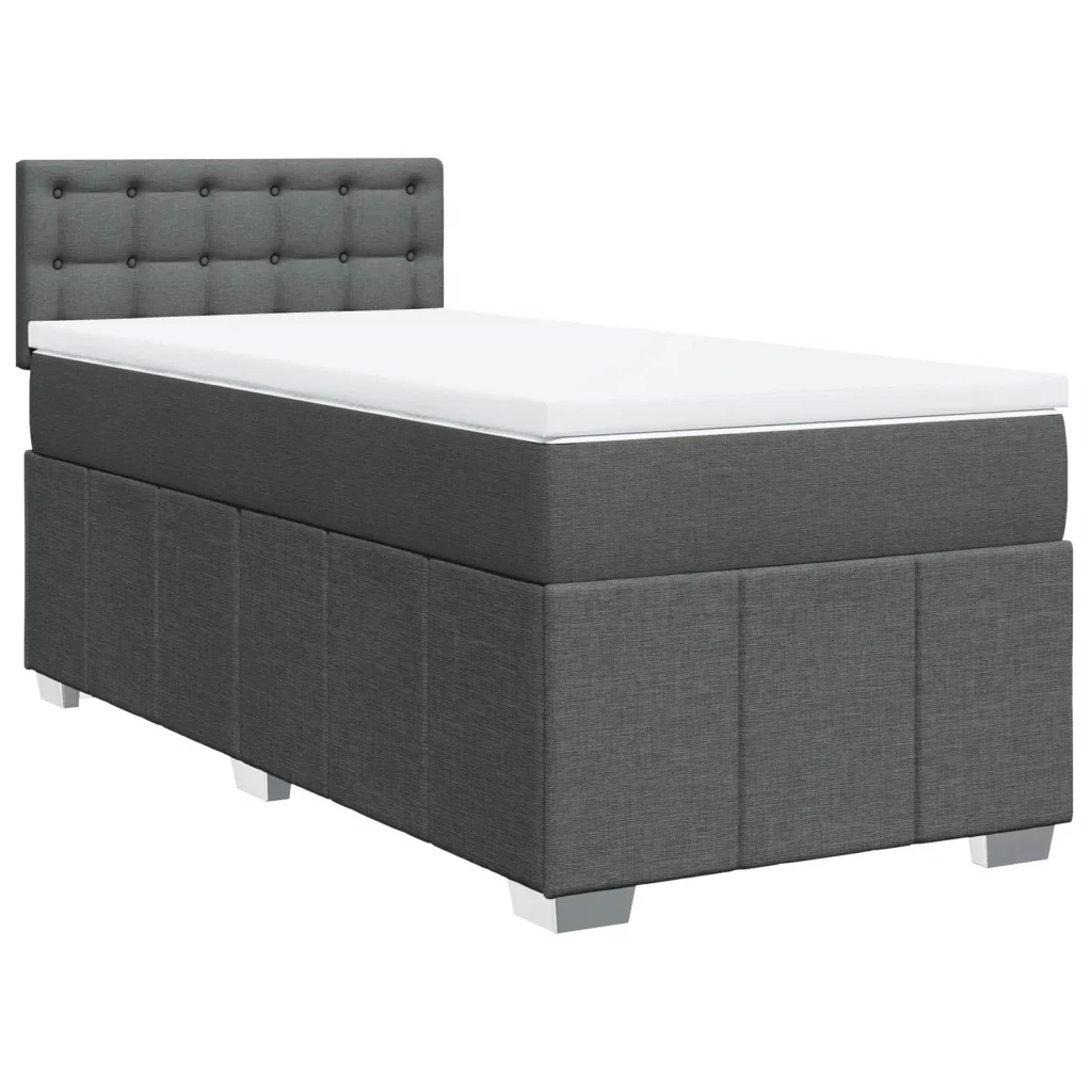 Giroletto a Molle con Materasso Grigio Scuro 100x200 cm Tessuto 3286994