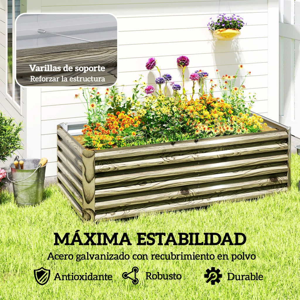Fioriera Grande Rettangolare per Esterno in Acero Galvanizzato ¨C zephmum ¨C 180x90x57.5 cm Natural