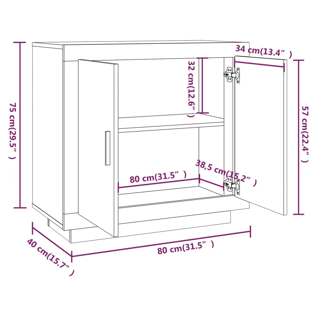 Credenza | Madia | Buffet da pranzo | Armadio da pranzo Rovere Sonoma 80x40x75 cm in Legno Compensato