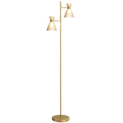 Lampada da terra a due teste regolabile ¨C zephmum ¨C vetro floreale dorato 42x25x165 cm