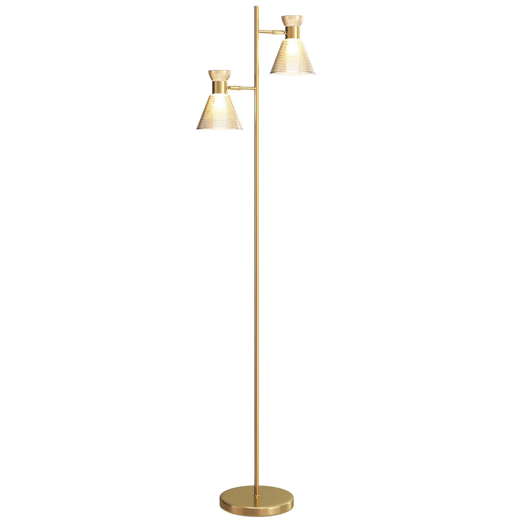 Lampada da terra a due teste regolabile ¨C zephmum ¨C vetro floreale dorato 42x25x165 cm
