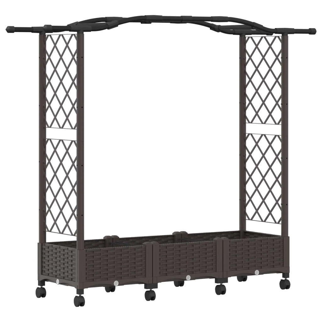 Letto rialzato con traliccio e ruote Marrone 169 x 40 x 129 cm 3423096