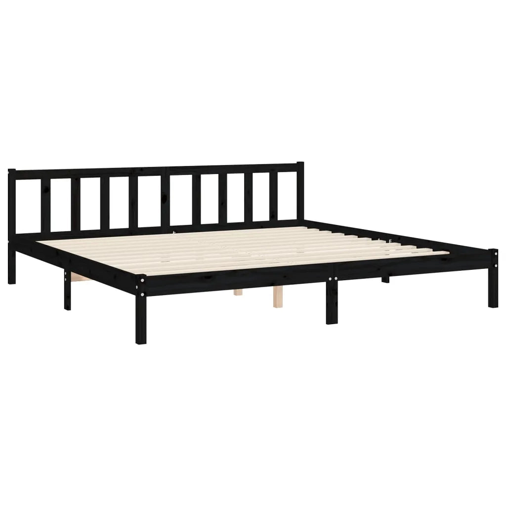Giroletto con Testiera Nero 200x200 cm in Legno Massello 3193490