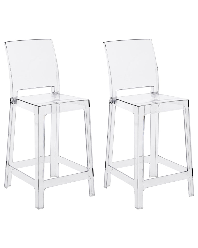 Set di 2 sgabelli da bar plastica trasparente sedie da bar sedia alta cucina moderno