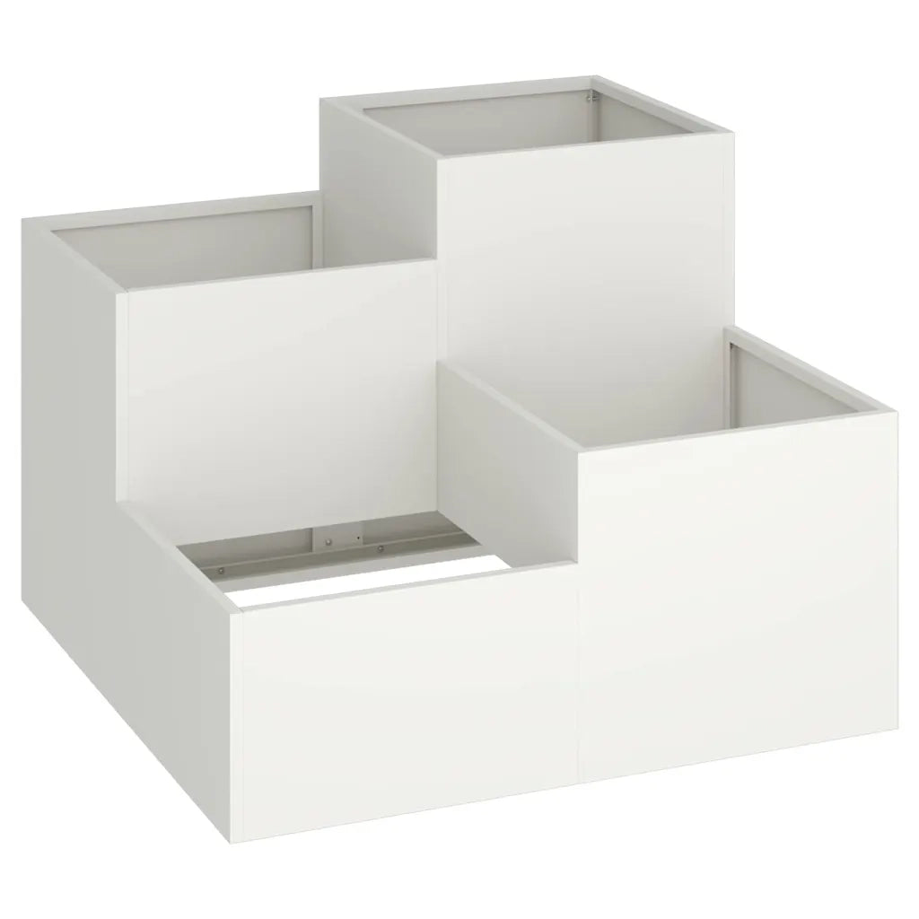 Fioriera rettangolare moderna per giardino 100 x 100 x 60 cm stile chic acciaio bianco 02_0052075