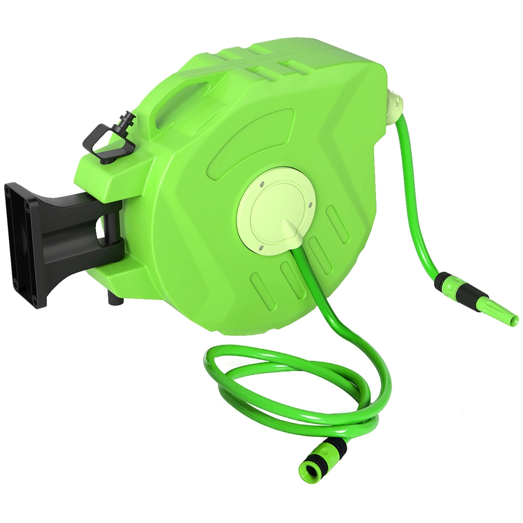 Avvolgitubo da Giardino Retrattile con Tubo 15 m ¨C zephmum ¨C Verde Plastica