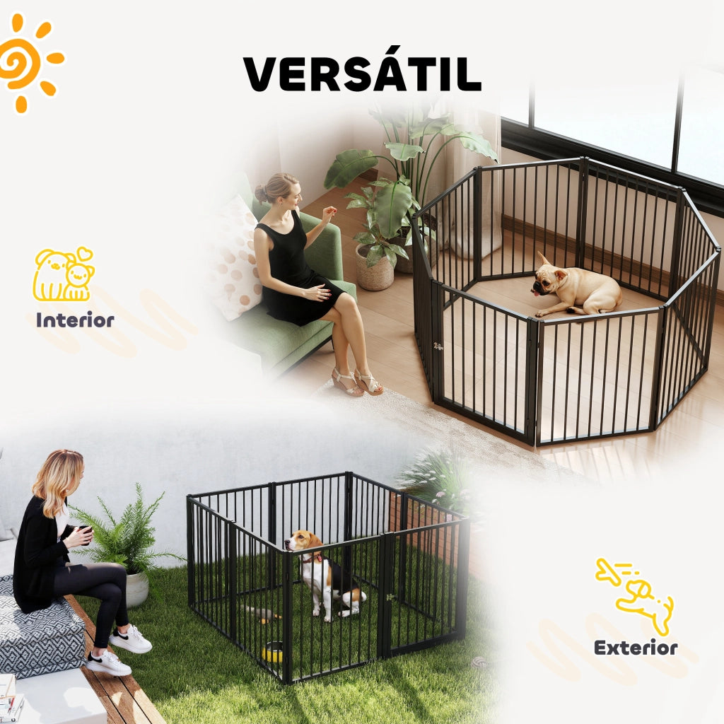 Recinto per Cani 8 Pannelli 60x76 cm ¨C zephmum ¨C Nero per Interno ed Esterno