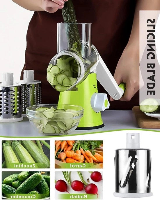 Raspante Mandolina Strumento da Cucina - Manuale, 3 Lame Interchangeabili - Aiuto Culinario