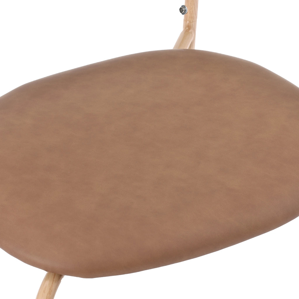 Sedia da pranzo Set da 4 con schienale ovale in rattan naturale, gambe in metallo, PU Marrone