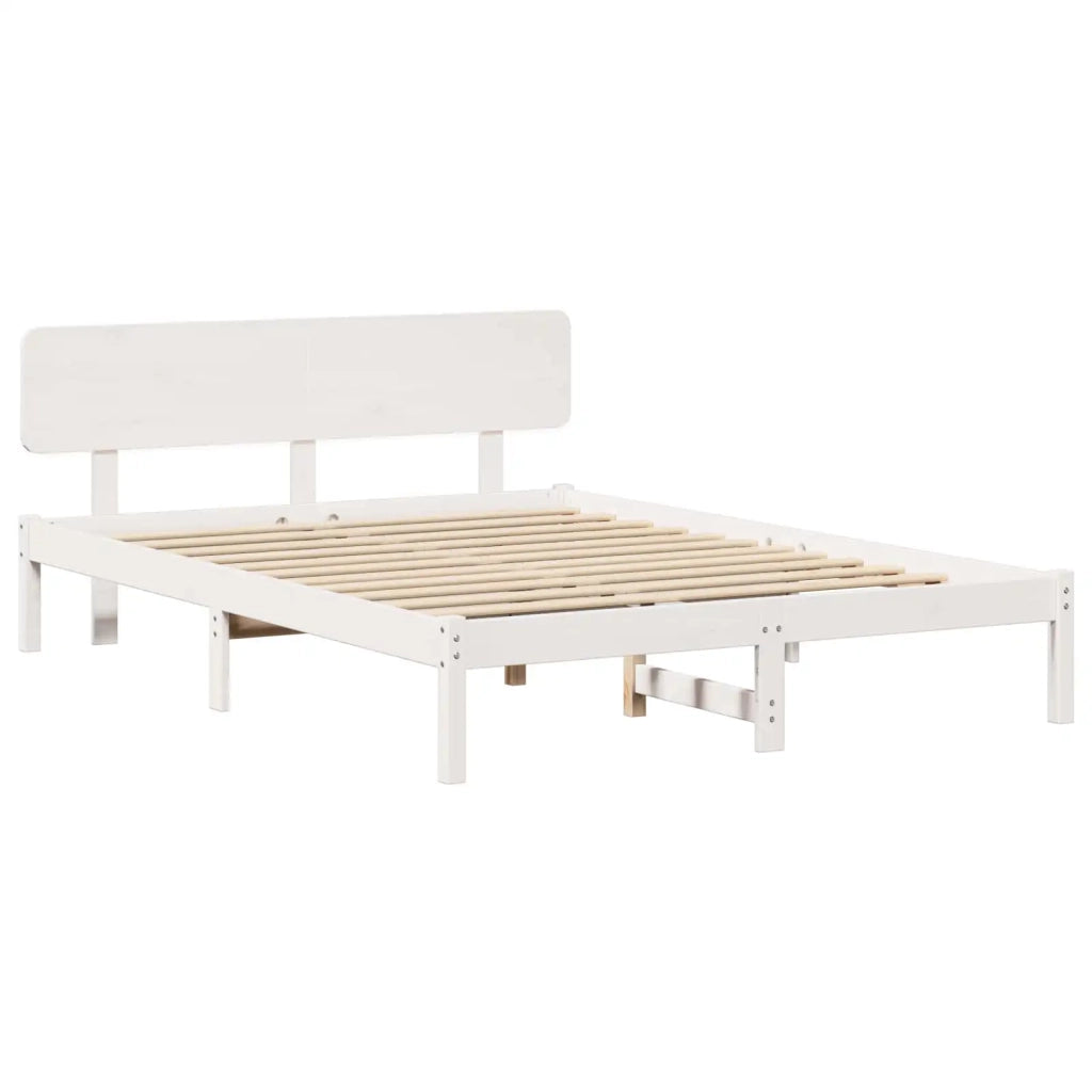 Struttura del letto-Giroletto-Rete del Letto Bianco 140 x 200 cm Pino massello 609787