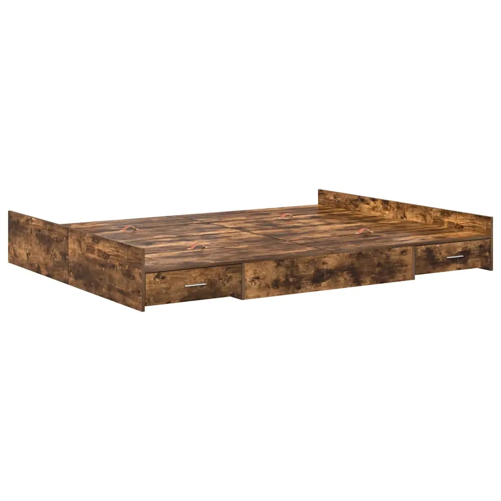 Struttura letto con contenitore-Giroletto con contenitore Rovere fum¨¦ 150 x 200 cm