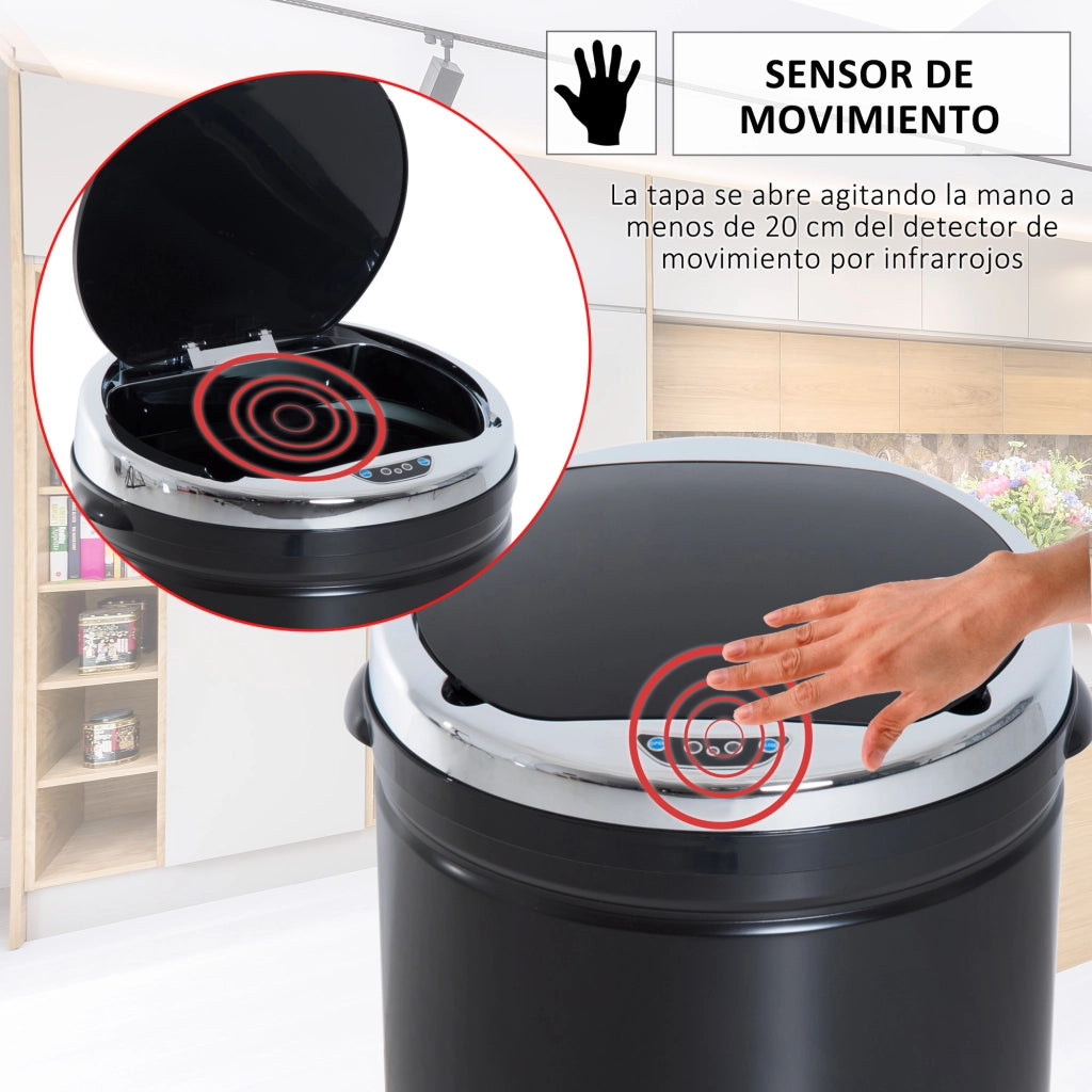 Cestino Automatico 50L ¨C Minimal ¨C Nero Acciaio Inossidabile