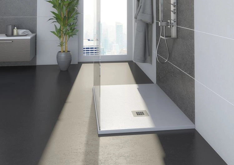 Piatto doccia in pietra SOLIDSTONE alto 2,8 cm - Grigio cemento RAL 7033 - Misura: 100x190 x 2,8h 
