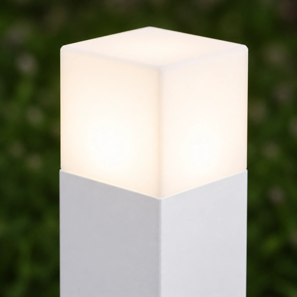 Lampioncino da Giardino E27 bianco 74 cm Paletto Luce Esterno Moderno per Vialetti e Ingressi Attacco E27 Alluminio Diffusore Opaco IP44