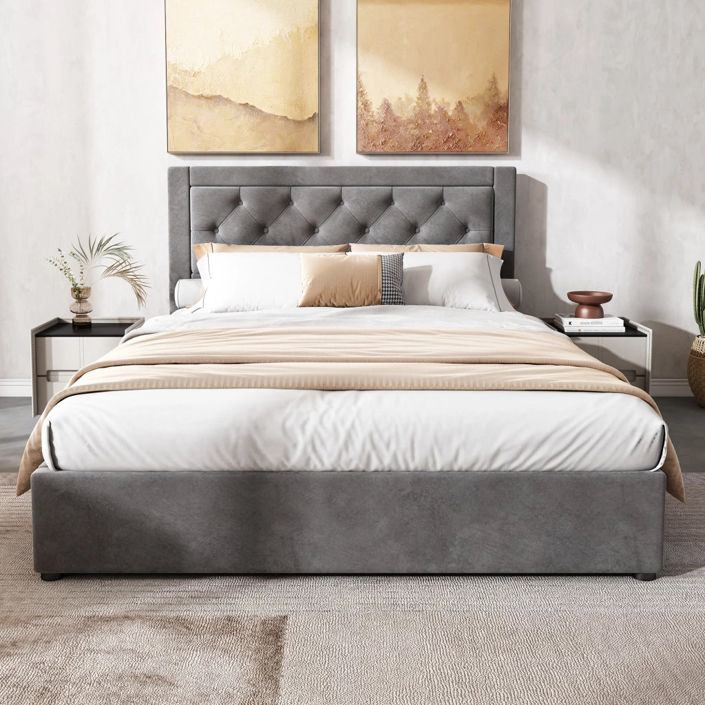 letto imbottito acciaio grigio 140 x 200 cm