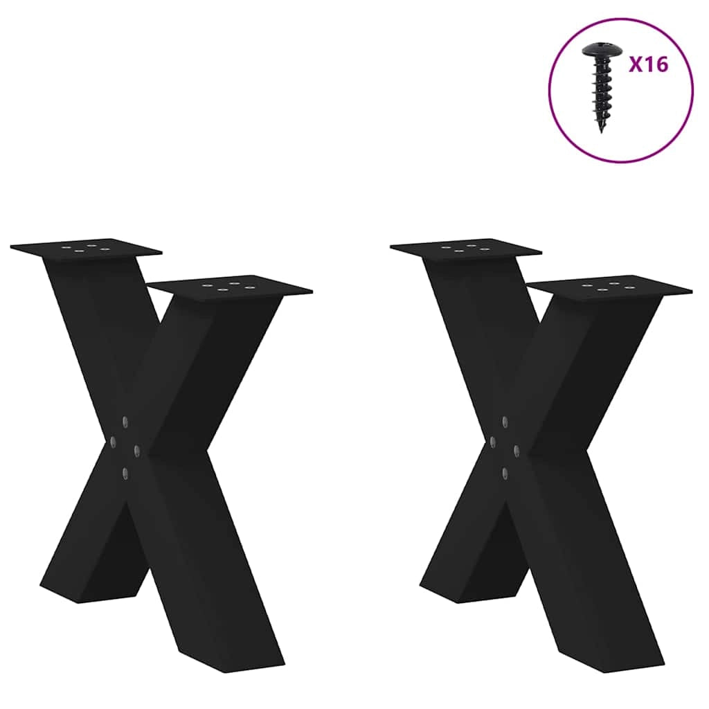 Set di 2 gambe regolabili per tavolino da caffè a forma di X 60 x 42-43 cm in acciaio nero 02_0057232
