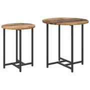 Set tavolini 2 pz | Tavolo laterale Legno Antico e Nero