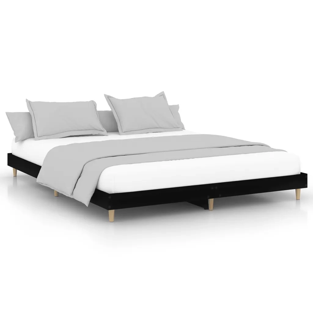 Letto matrimoniale | Letto per adulti | Giroletto Nero 200x200 cm in Legno Multistrato