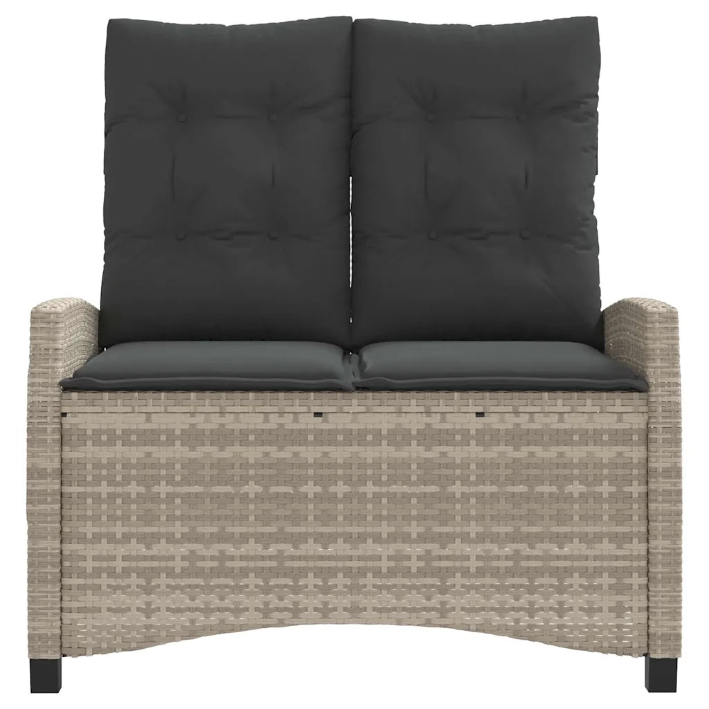 Panchina Reclinabile Giardino | Panca da Giardino con Cuscini Grigio Chiaro Polyrattan