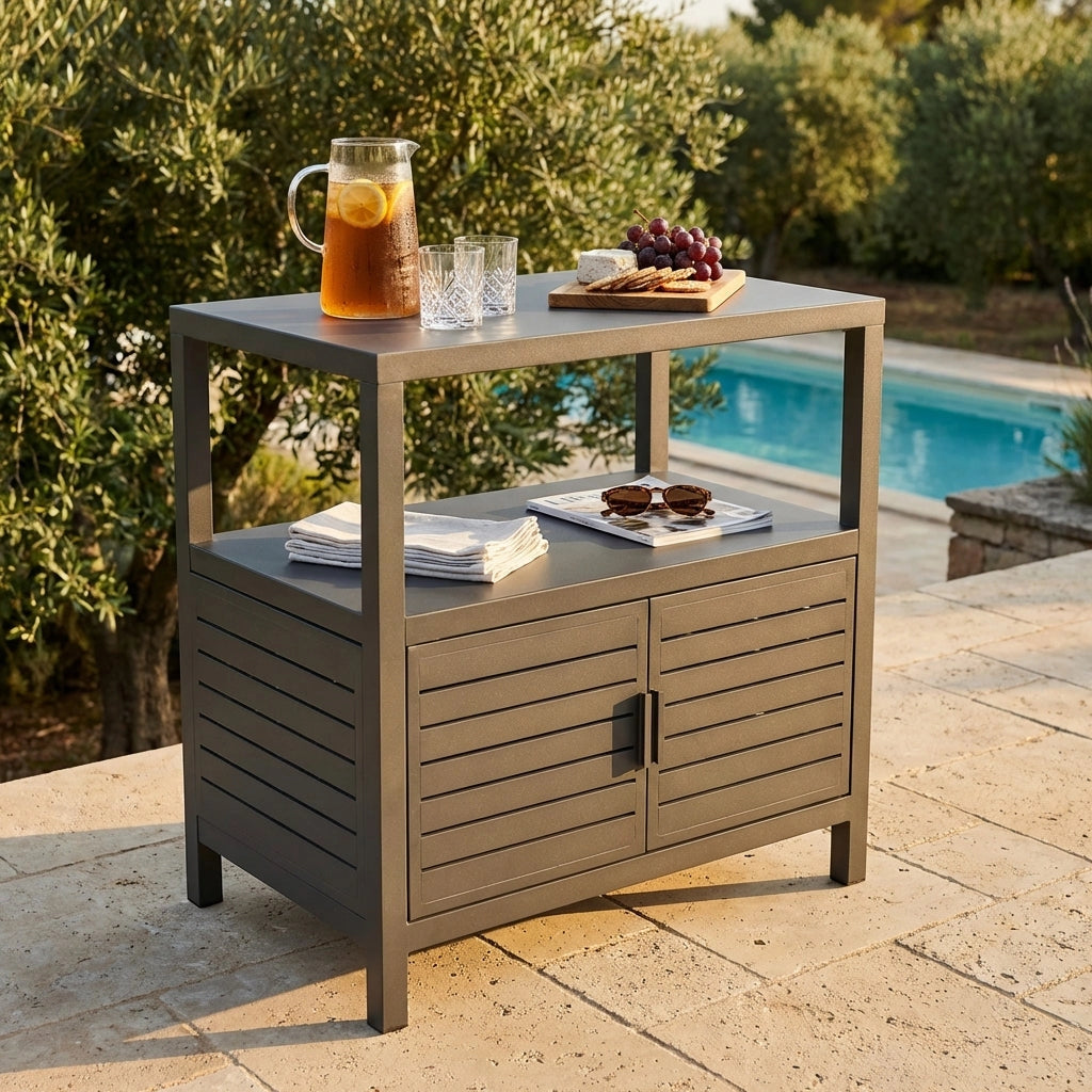 Mobiletto contenitore da giardino in alluminio - PHIL