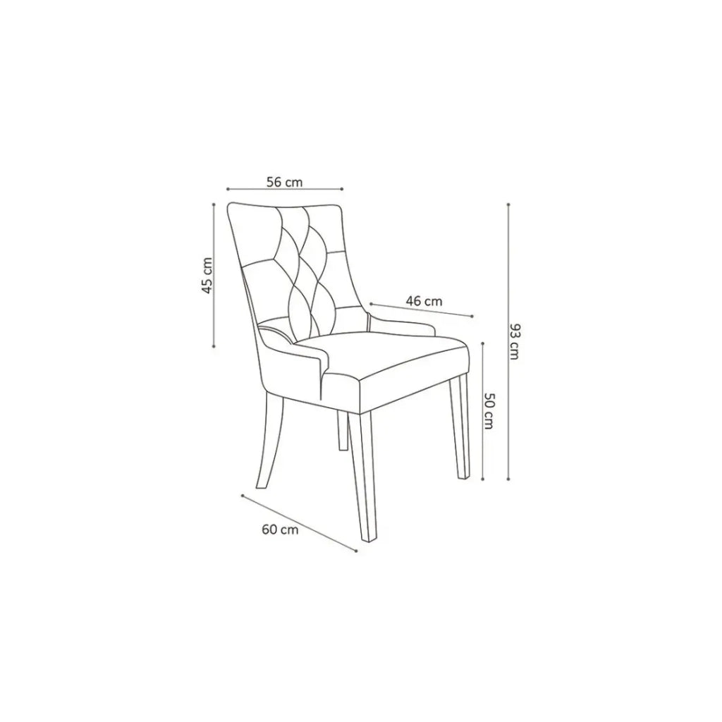 Sedia ROYA – Tessuto sabbia – Piedi in legno – H93 x L56 x P60 cm