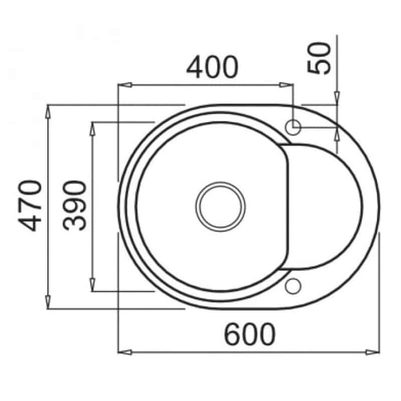 Lavello Tondo Elleci incasso Easy ROUND 600 Granitek Grigio Tortora LGYR6043