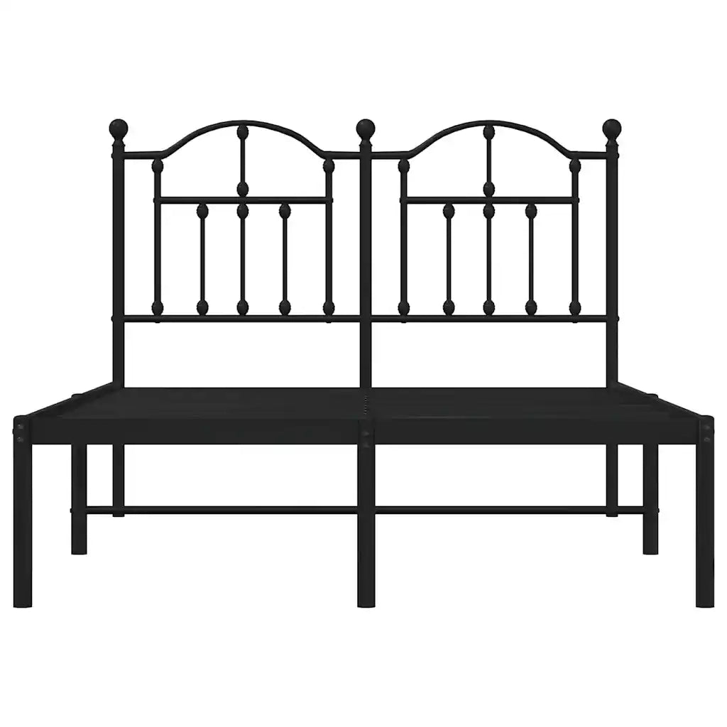 Letto matrimoniale | Letto per adulti | Giroletto con Testiera in Metallo Nero 120x200 cm