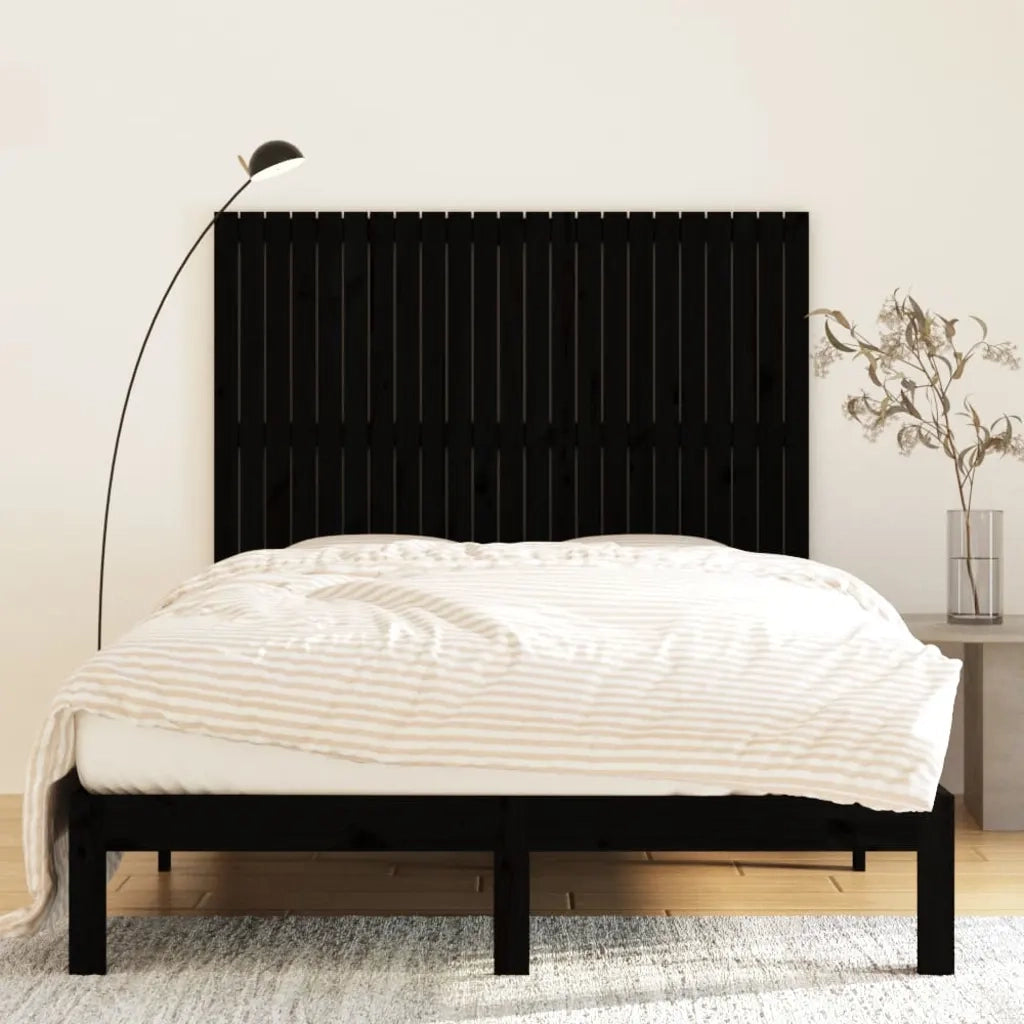 Testiera | Testata da Parete Nera 146,5x3x110cm in Legno Massello di Pino