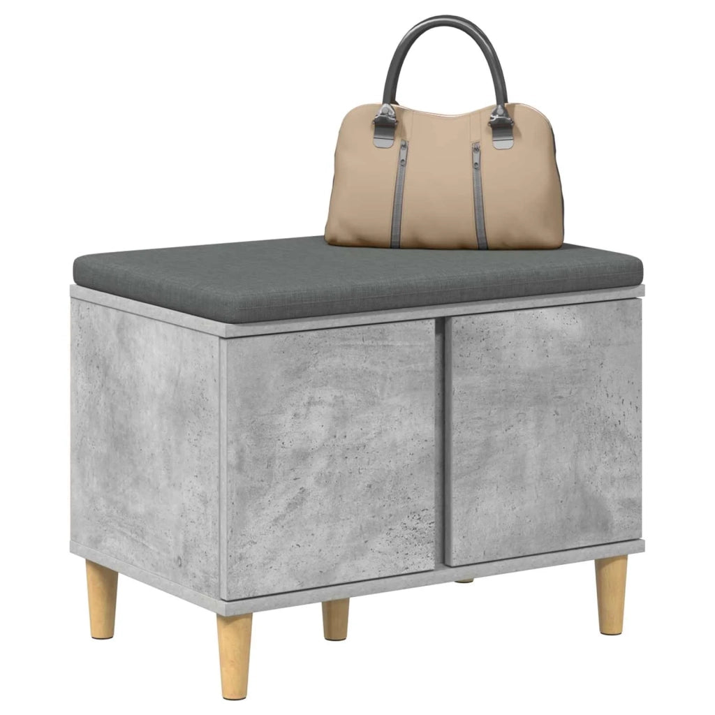 Panca per ingresso con cuscino-Sgabello-Panca da Corridoio Grigio cemento 60 x 38 x 46 cm 408296