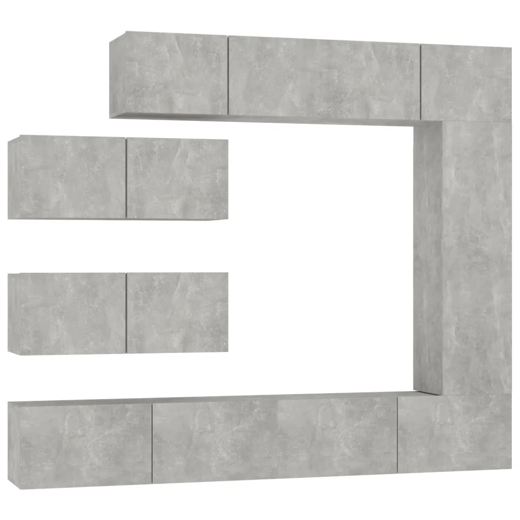 Set di Mobili Porta TV 7 pz-Set di 7 Credenza per TV Grigio Cemento in Legno Multistrato 235188