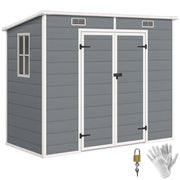 Casetta da giardino 2,4x1,3m ¨C Xylo ¨C resina grigio con pavimento finestra porte