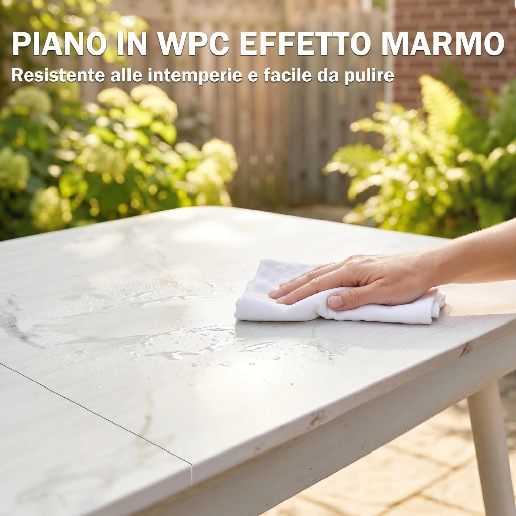 Tavolo da Giardino per 6 Persone, Rettangolare 140x80 cm con Piano in WPC