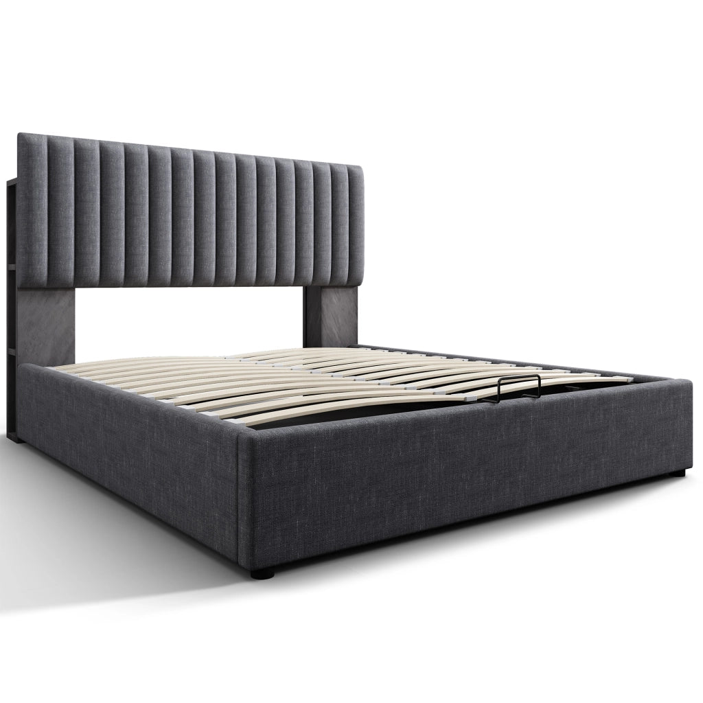 letto imbottito lino grigio 140x200 cm