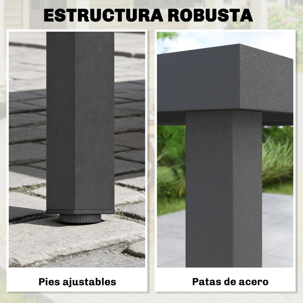 Tavolo da Giardino 6 Posti in Acciaio ¨C Minimal ¨C Grigio 140x90x74 cm