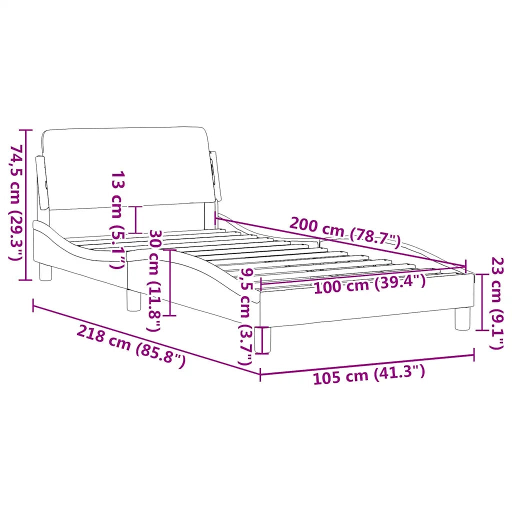 Letto singolo | Letto per adulti | Giroletto con Testiera Dover Rosa 100x200 cm Velluto