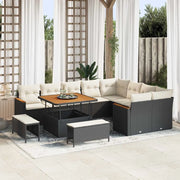 Set Divano da Giardino 12 pcs Nero Rattan in Polipropilene
