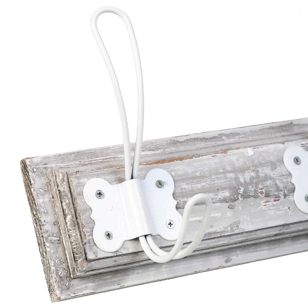 Appendiabiti da parete in legno con 4 ganci 49x2,3x8,2h cm
