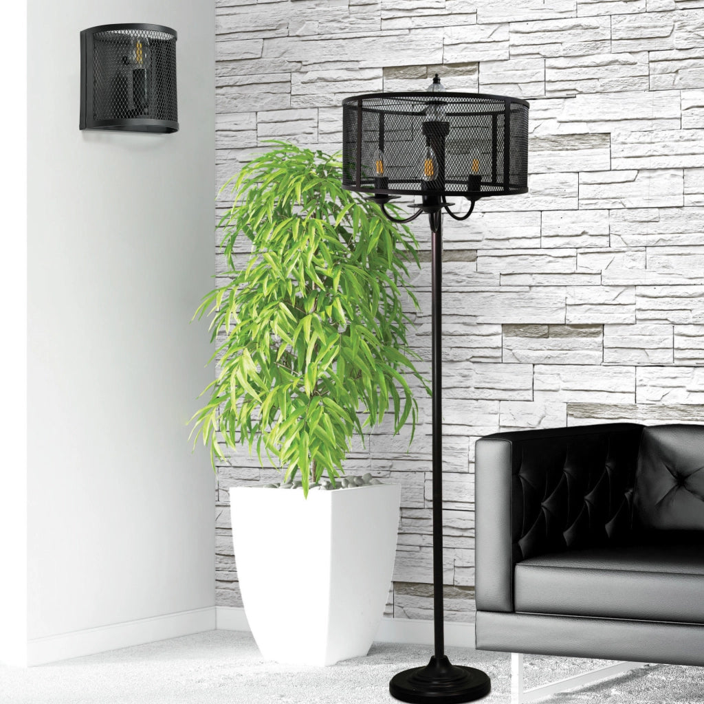Lampada da terra nera SOHO 3xE14 acciaio Polux 310880