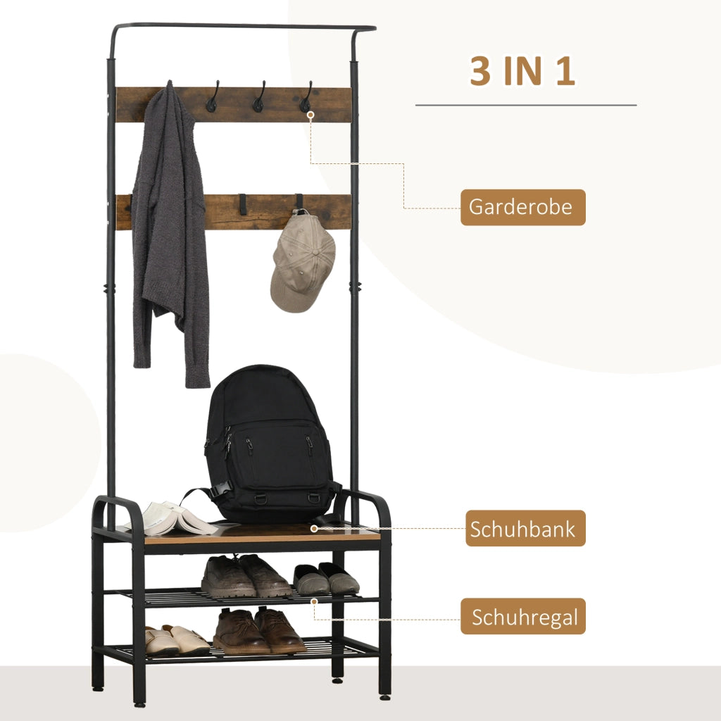 Appendiabiti con ripiani ¨C Minimal ¨C Nero 72x34x185 cm