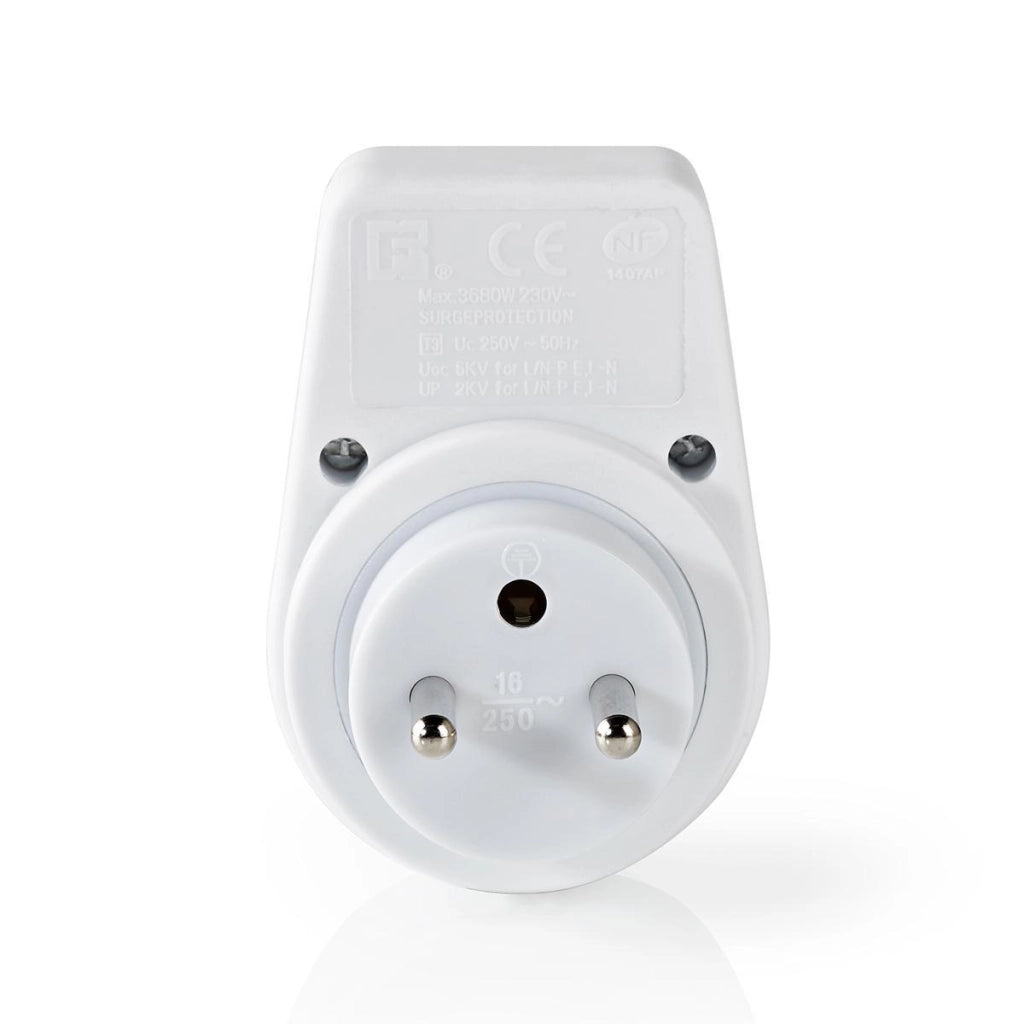 Multipresa 1 via 3680W 16A con limitatore di sovratensione Tipo E Francia Spinotto di terra Bianco Nedis